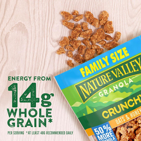 24 oz Nature Valley Crunchy Granola, Oats and Honey, Resealable Snack Pouch, Family Size
