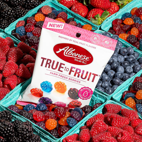 Albanese 6 Pack 7.75oz 7 Gummy Worlds Best True to Fruit Farm Fresh Berries | Bags of Candy | Natural Flavors