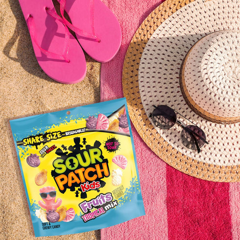 Gummy 11.11 oz SOUR PATCH KIDS Fruits Tropical Mix Soft & Chewy Candy, Share Size
