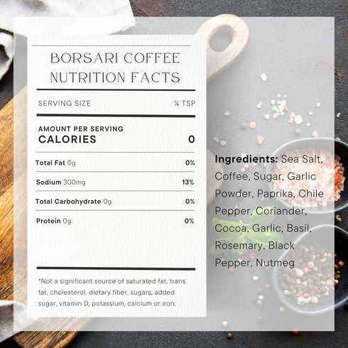 Borsari Coffee Rub Seasoning 2-Shaker Gift Set - Gourmet Rib Rub Seasoning and Dry Rub - Coffee Rub Seasoning with Cocoa - All Natural Coffee Rub for Meat (Coffee Rub 3.5 oz, Pack of 2)