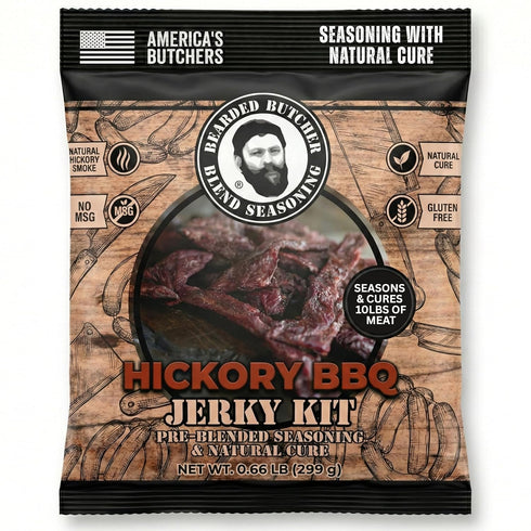 Bearded Butchers Hickory BBQ Jerky Seasoning & Natural Cure Kit - Sweet