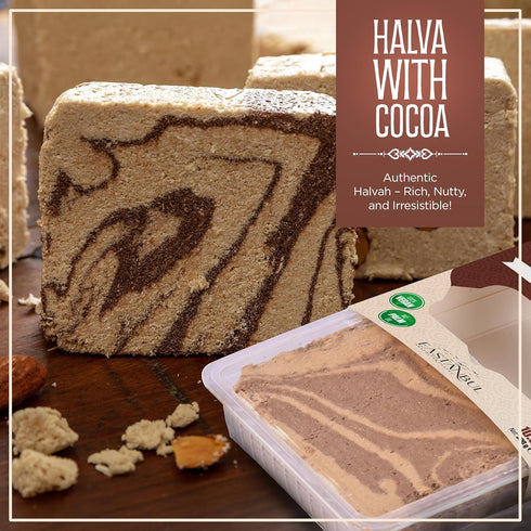 10.6oz, Eastanbul Halvah with Cocoa, Halvah Marble, Turkish Halva, Tahini Halva, Cacoa Halwa Candy, Traditional Sesame