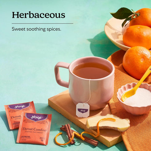 (6 Pack) 96 Yogi Tea - Throat Comfort - Soothes the Throat with Wild Cherry Bark, Licorice Root, Mullein, and Ginger