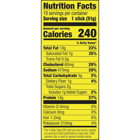 1.8 oz. (18 Count) Slim Jim Smoked Meat Sticks, Deli Style Original Flavor, High Protein