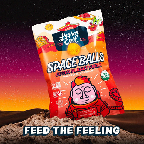 5 oz, Pack 3 LesserEvil Outer Planet Pizza Space Balls, Premium Quality, Minimally Processed, No Vegetable Oil