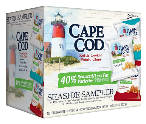 Cape Cod Potato Chips, Reduced Fat Kettle Cooked, Seaside Sampler (24 Count)