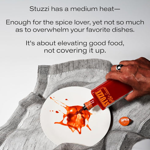 3.4 oz Stuzzi Premium Italian Hot Sauce, Small-Batch Craft Sauce, Dried Campanian & Cayenne Peppers, Medium Heat on
