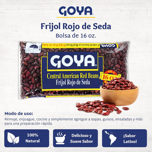 Pack 2 (16 oz Goya Central American Red Beans Dry, Frijoles Rojos, Pantry Staple, of Bags)