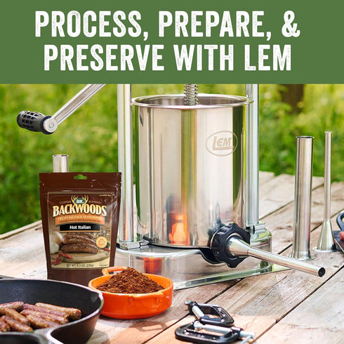 25 8.3 Packet LEM Products Backwoods Hot Italian Fresh Sausage Seasoning, Ideal for Wild Game and Domestic Meat