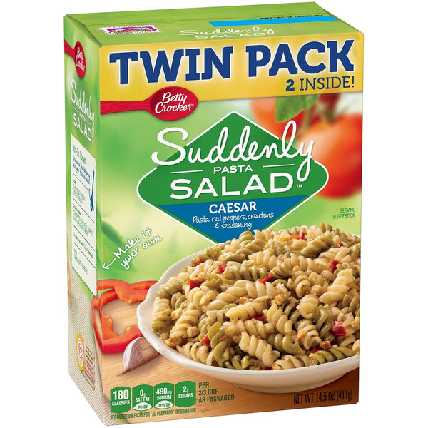 Betty Crocker Suddenly Salad, Caesar Pasta Salad Dry Meals, Twin Pack, 14.5