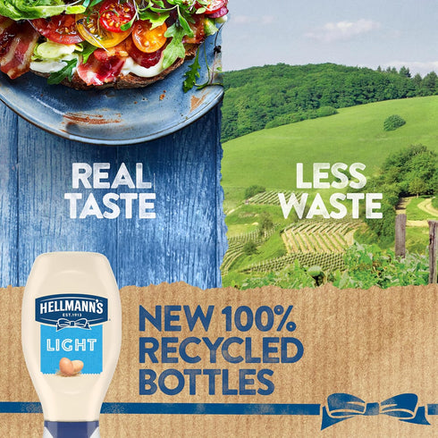 HELLMANN'S 100% 20 oz Light Mayonnaise Light Mayo Squeeze Bottle For a Creamy Condiment for Sandwiches and Simple Meals