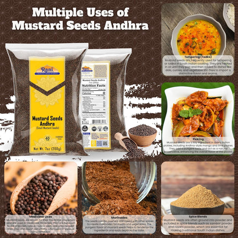 7oz (200g) Rani Andra Mustard Seeds (Rai) Whole Spice (Rai Sarson) ~ All Natural | Gluten Friendly | NON-GMO | Kosher |
