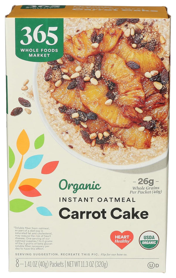 365 by Whole Foods Market, Organic Instant Oatmeal, Carrot Cake, 8 Count,