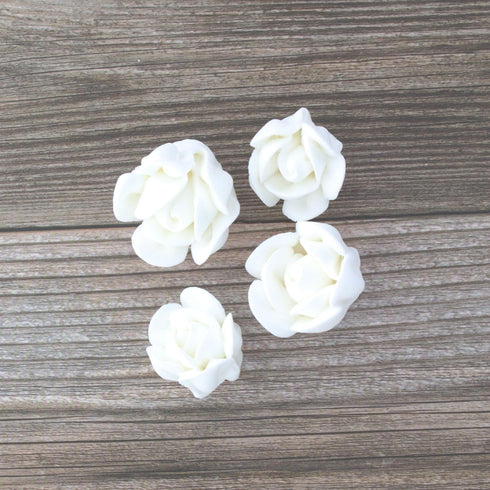 Set, 24 Count Global Sugar Art Edible Royal Icing White Rose Two sizes, for Cake and Cupcake Decorating by Chef Alan