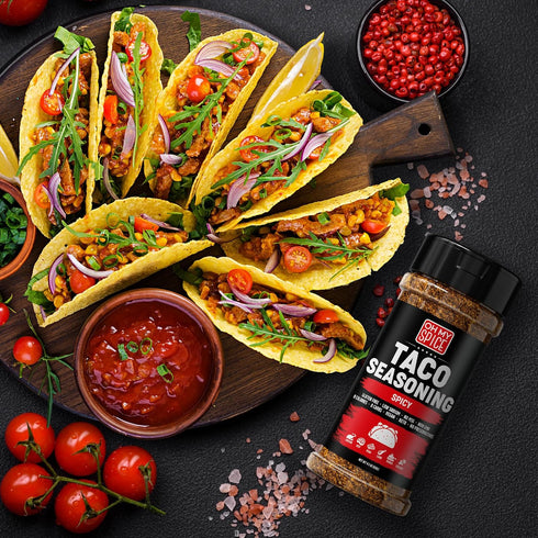 Taco Seasoning Mix, Spicy Chili Powder - Gluten Free & Low Sodium Mexican Seasoning Blend for Tacos
