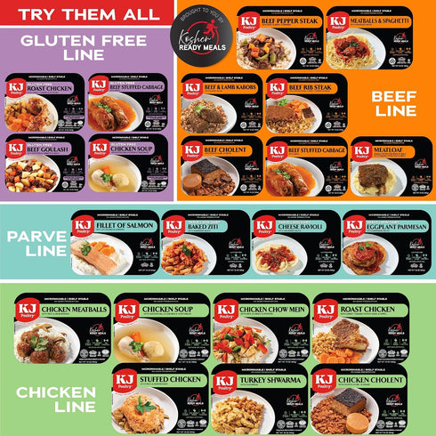 (1 Pack) KJ Poultry Kosher Parve Ready Meals - Cheese Ravioli in Tomato Sauce, MRE Meals Ready to Eat, Halal, Prepared