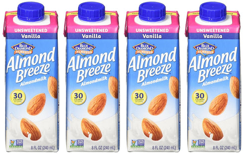8 Pack 4 Almond Breeze, Dairy Free Almondmilk, Unsweetened Vanilla, Ounce