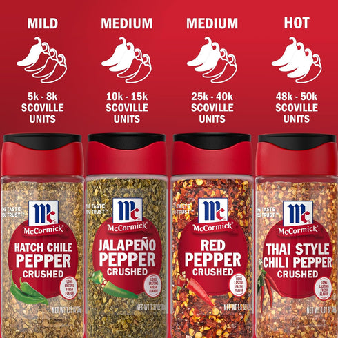 1.37 oz (Pack 6) McCormick Thai Style Chili Pepper, Crushed, For Pasta, Stir-Fry, Salad Dressing, Marinade, Drunken