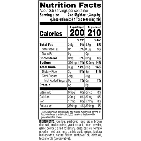4.9 (Pack 6 Quaker Near East Quinoa and Brown Rice Blend, Rosemary and Olive Oil Ounce of Boxes)