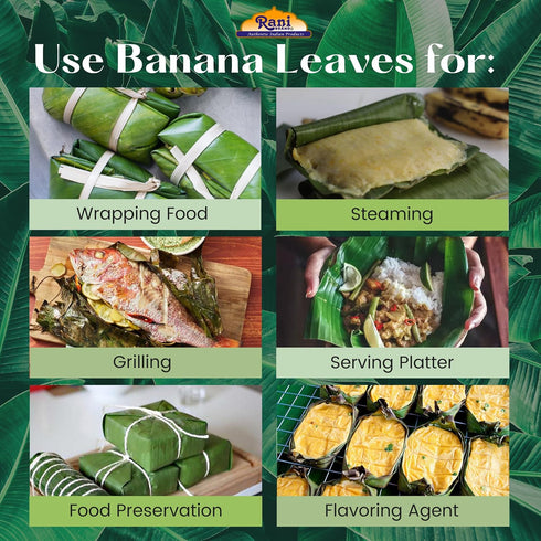 16oz (454g) 1lb Rani Fresh Banana (Kela) Leaves Approximately ~ All Natural | Vegan | Gluten Friendly | NON-GMO |