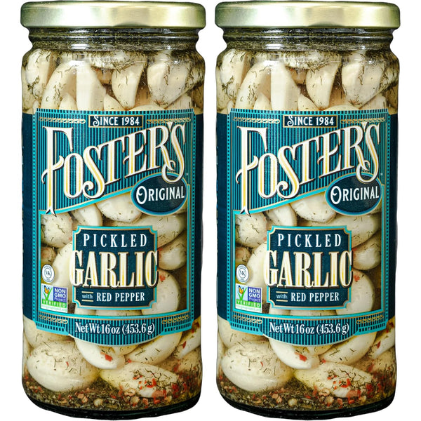 Foster's Pickled Garlic Cloves in a Jar, Original, 16oz, 2 Pack, Traditional