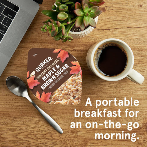 1.69 (Pack 12) Quaker Instant Oatmeal Express Cups, Maple & Brown Sugar, Ounce