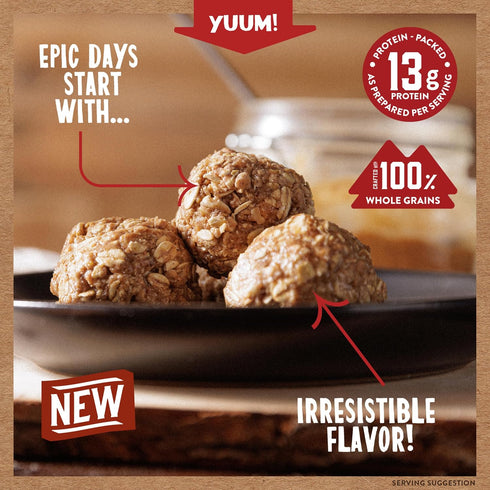 100% (Pack 6) Kodiak Cakes Oatmeal Protein Ball Mix, Snickerdoodle, High Protein, Whole Grains