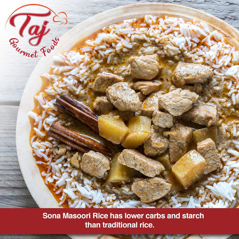 TAJ Gourmet Foods 10lbs TAJ Sona Masoori Rice | Short Grain White Rice | Product of India