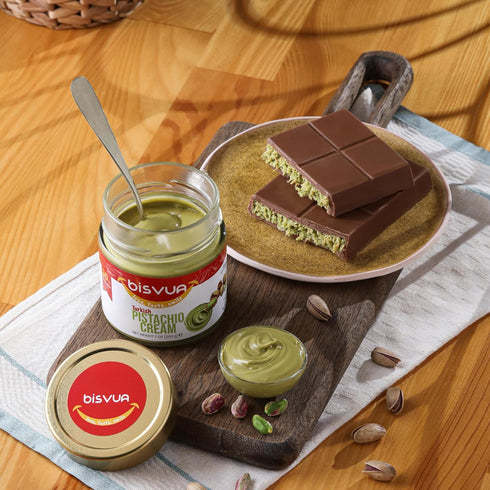 30%, 7 Oz (200g) BISVUA Premium Pistachio Cream Natural Sweet Pistachio Butter Spread for Dubai Chocolate Bar, Knafeh