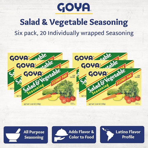 6-Pack, 3.52oz Salad and Vegetable Seasoning by Goya, All Purpose Seasoning for Fresh Vegetables, Leafy Greens