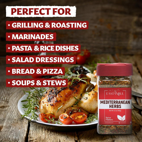 Eastanbul Mediterranean Spice Blend, 5.29oz Mediterranean Seasoning, Herb & Salt Blend for Mediterranean Food