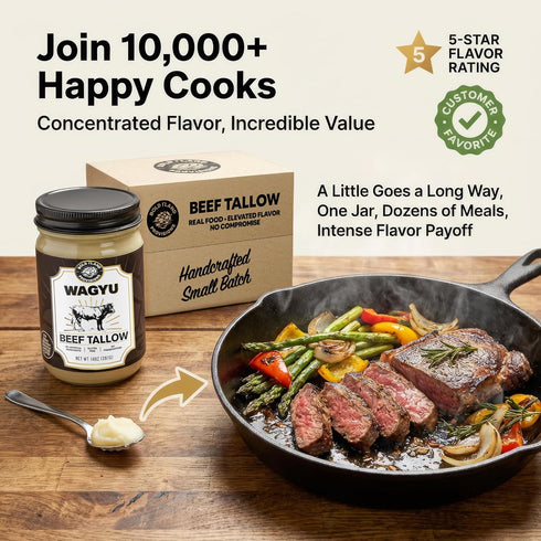100% 30 14 Pure Wagyu Beef Tallow for Cooking Excellent for Searing Steaks - Keto and Paleo Diet Friendly Perfect