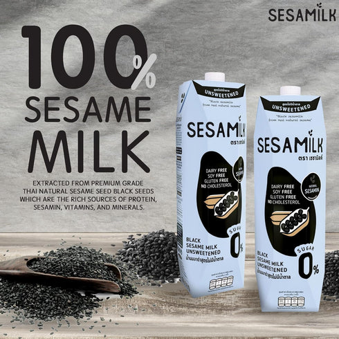 33.8 Oz (Pack 6) 0% Sesamilk: Sesame Milk (Unsweetened Black Sesame Milk), Fl of Vegan Dairy FreeSoy and Nut Free