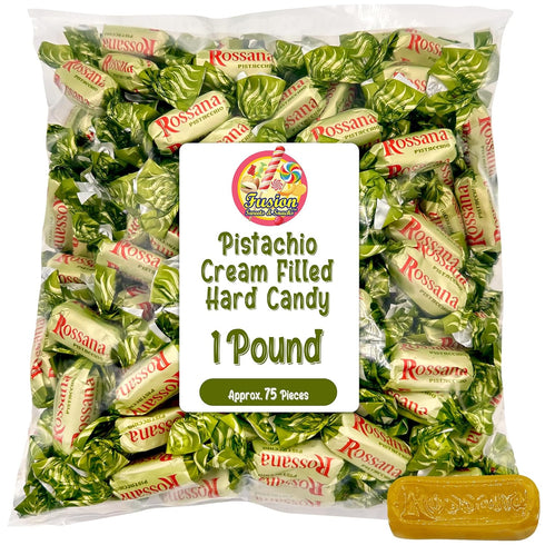 1 Rossana Pistachio Candy Pound Bag Italian Hard Candy Individually Wrapped Classic Pistachio Treat Puntini Style