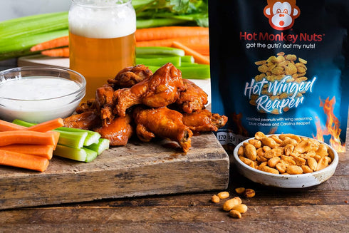 7.5oz (Pack 1) Hot Monkey Nuts Spicy Artisanal Peanuts | Curry Up! I'm On Fire - Flavored with Garam Masala, Tomato