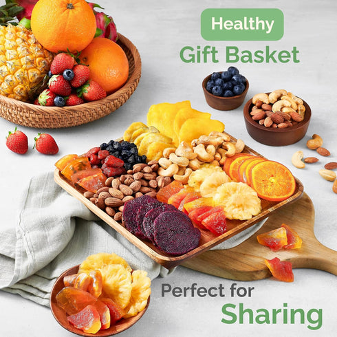 11 20oz Dried Fruit Gift Basket Tropical Flavor Exotic Dried Fruit Basket Gift | Soft Mixed Dried Fruit and Nuts Gift