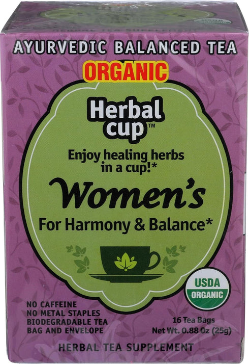 Herbal Cup Ayurveda Women's Tea, Organic Harmony & Balance, No Caffeine, 16 Count, Pack of 1