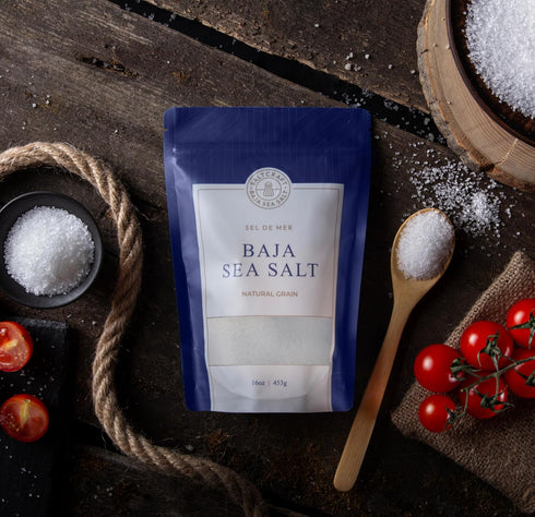 30% 16 oz SALTCRAFT Baja Sea Salt Hand-Harvested, Natural Grain Crystals, Low Sodium, Kosher, Mineral-Rich, No