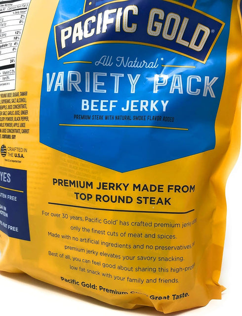 Pacific Gold 12 Count (2 (24 Count)) Beef Jerky Original & Teriyaki, Per Bag Bags