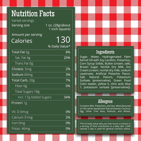 Package Valley Fudge, Pistachio Nut, Fresh Artisan Fudge, Real Butter, Gourmet Candy, Half Pound