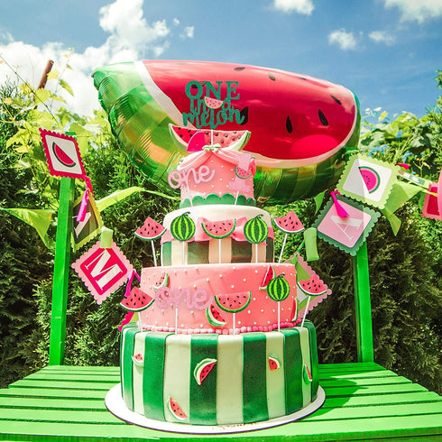 Set of 27 Glitter Watermelon Cake Cupcake Toppers, One in a Melon Birthday Party Decor, Kids Party Supplies for Baby