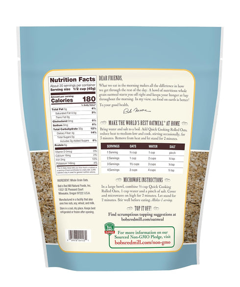 32 Bob's Red Mill Quick Cooking Rolled Oats, Ounce