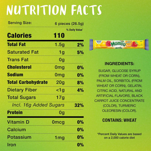 Mamba 3.73 24 (Pack 24) Fruit Chews Candy, ounces, Pieces