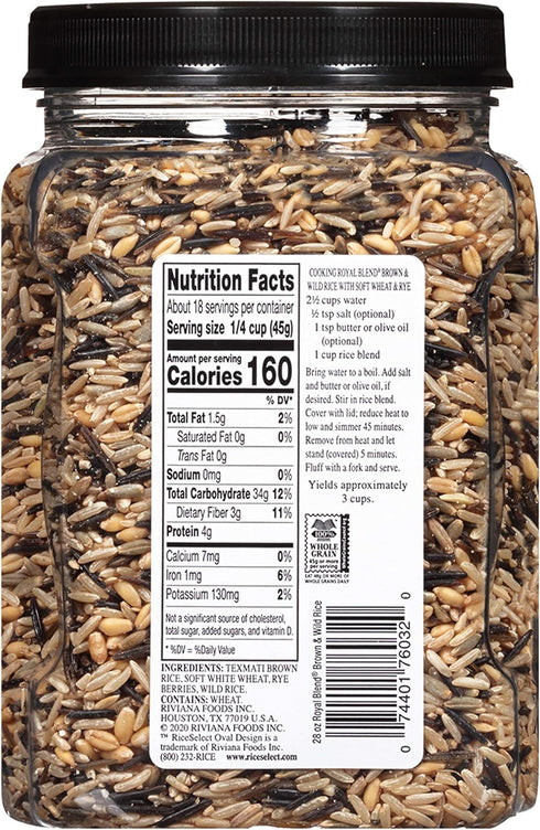 28 Oz, 4 Count RiceSelect Whole Grain Royal Blend with Wild Rice, Brown