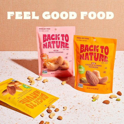 Back to Nature Jumbo Cashews, Dry Roasted with Sea Salt, Non-GMO High Protein Snacks, 9 Ounce