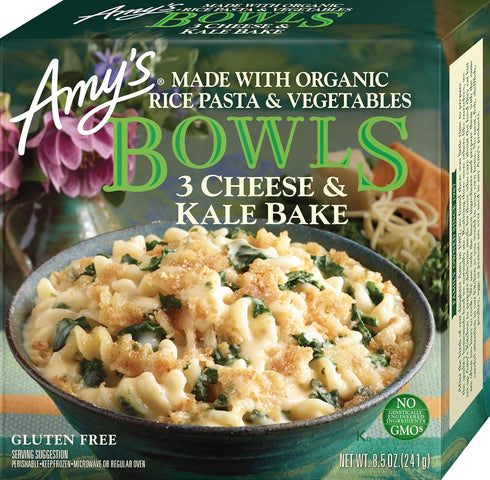 Amy's Frozen Meals, Three Cheese Kale Bake Bowl, Made With Organic Rice