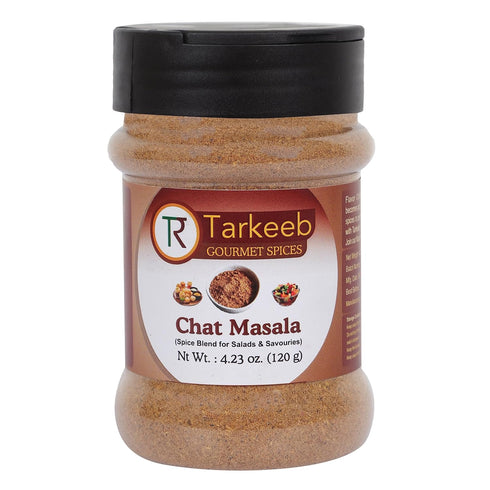 Tarkeeb Chat Masala 4.23 oz Shaker Top PET Jar, Tangy Indian Seasoning, All Natural, Vegan, Gluten Free