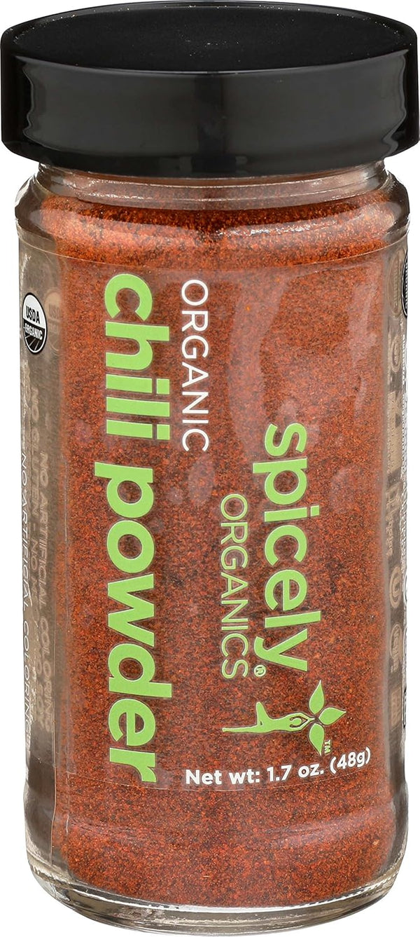 Spicely Organics Chili Powder, 1.70 Ounce Jar, Certified Gluten Free