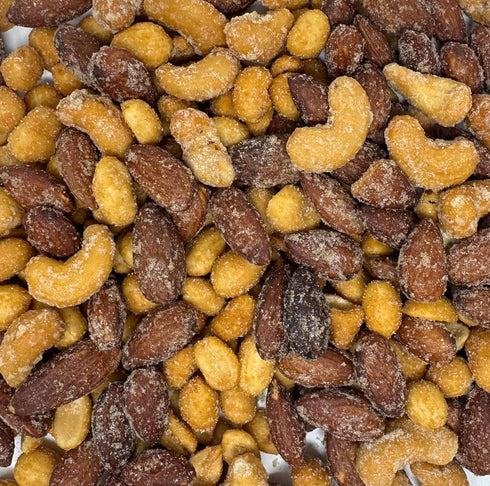 2 Honey Roasted Nut Mix Candied Nuts, Sweet Nuts Peanuts, Almonds & Cashews, Golden Honey Glaze, Resealable Bag, Pounds