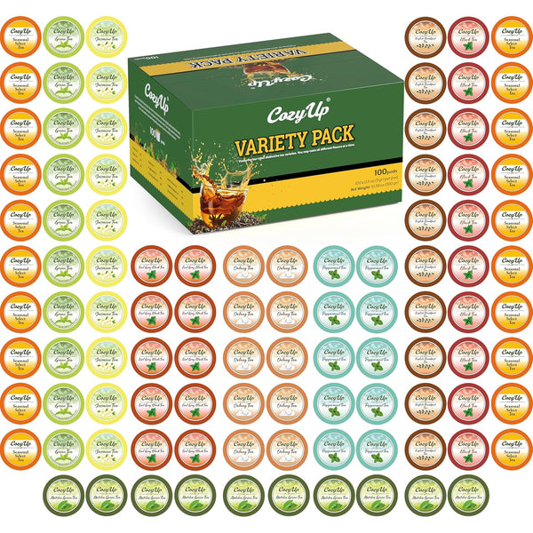 Cozy Up 100-Count Variety Pack Tea, Compatible with Keurig Brewers, Includes Green,